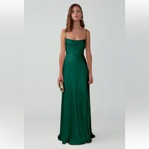 Fame and Partners Cowl Neck Green Maxi Dress